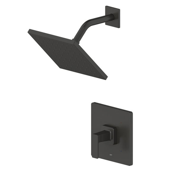 Hotel de Ville Square Shower Set with Valve in Matte Black
