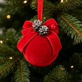 thumbnail image 3 of Dmlowu Christmas Tree Decorations, Shatterproof Red Christmas Ball Ornaments with Bow and Pinecones, Vintage Flocked Ornaments for Christmas Tree Holiday Decor, 3 of 7