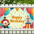 thumbnail image 6 of LUUFILx Colorful Clown Happy Birthday Backdrop Banner for Kids Party Decorations Photography Props Festive Background Balloon Decorations Party Supplies, 6 of 7