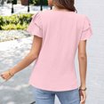 thumbnail image 4 of Admvng Womens Tops Spring And Summer Round Neck Casual Mid Pleated Ruffle Sleeves Top S-2XL, 4 of 8