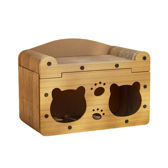 Milaget Cardboard Cat House Castle Exercising and Playing Kitty Condo for Home Decor double layer