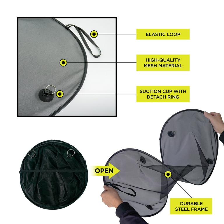 Auto Drive Rear Window Sunshade, Universal Fit, Black Mesh, 1 Pack
