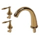 thumbnail image 2 of Grifo de lavabo de baño de estilo europeo con tres orificios y doble manija, de cobre, dorado, 2 of 14
