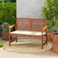 thumbnail image 1 of Costway Patio Bench Outdoor Solid Wood Loveseat Chair with Backrest & Cushion Porch Garden, 1 of 8