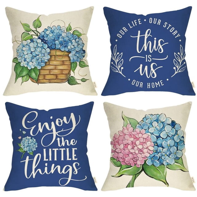 Juego de 4 fundas de almohada de 18 x 18, decoraciones de granja, almohadas, decoración del hogar, sofá, funda de cojín A