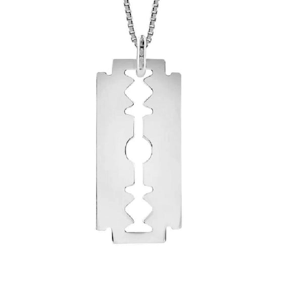 925 Sterling Silver Necklace w/ Razor Blade Pendant