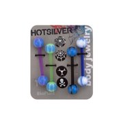 14-Gauge Tongue Barbell Value Pack, Blue