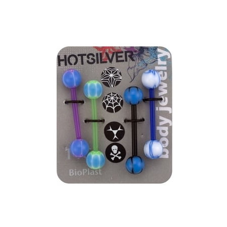 14-Gauge Tongue Barbell Value Pack, Blue