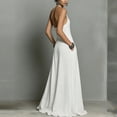 thumbnail image 4 of ClodeEU Women's Halter Neck A Line Floor Length Evening Gown with Pockets White,Women's Plus L, 4 of 5