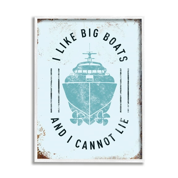 Stupell Industries I Like Big Boats Funny Ocean Beach Typography, 16 x 20,Design by JJ Brando