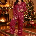 thumbnail image 2 of ZHOGXU Christmas Womens 2 Piece Pajama Sets Printed Long Sleeve Button Down Top Pant Pjs Sets Cozy Nightwear Homewear,,M, 2 of 5