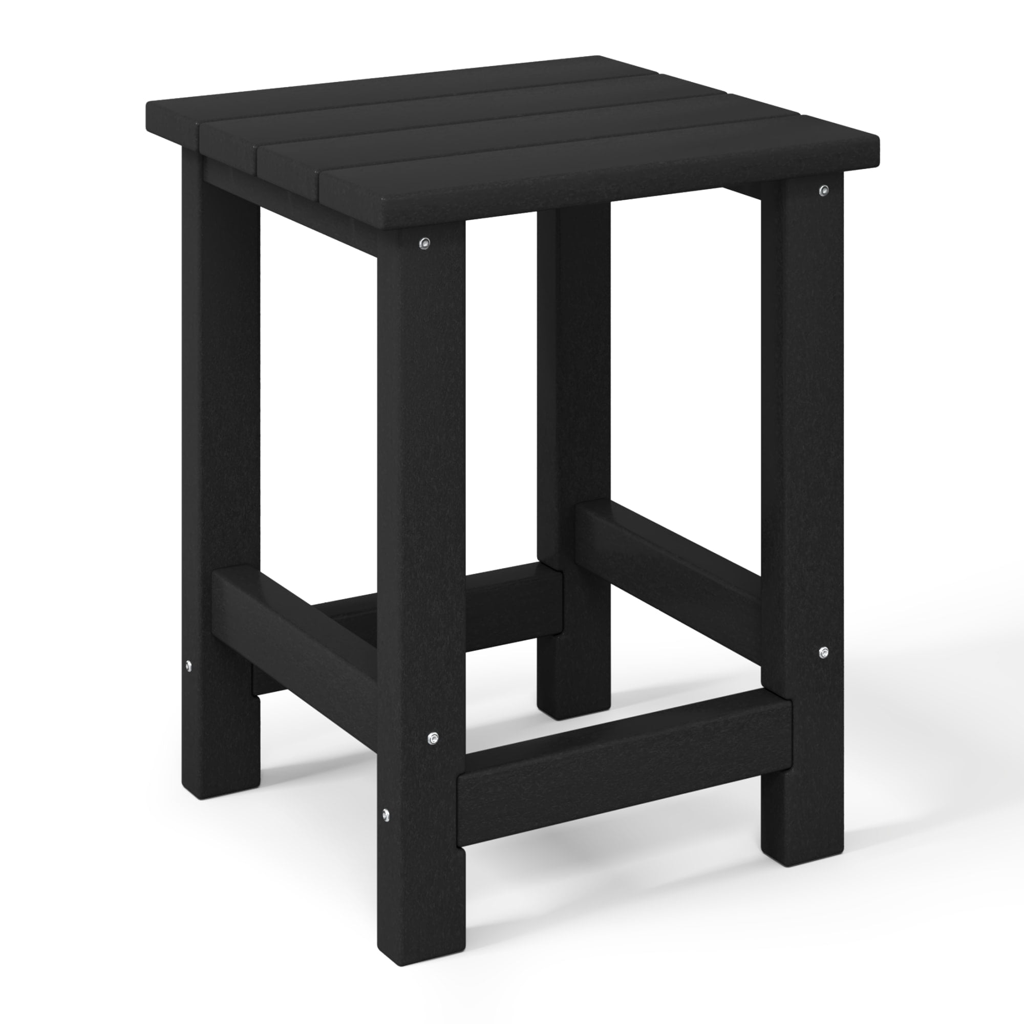 WestinTrends Malibu 2-Piece Kids Outdoor HDPE Adirondack Chair With Square Side Table Set, Black