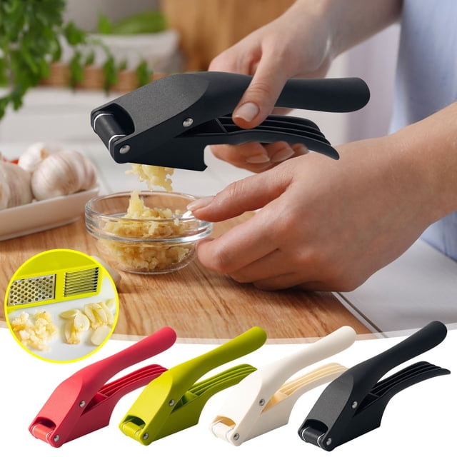 mtvxesu Stainless Steel Garlic Press Rocker with Abs Handle, Multi-Functional Garlic Chopper and Cutter for Cooking, Easy to Clean, Dishwasher Safe, 1 Piece