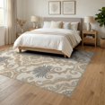 thumbnail image 3 of ODIKA Beige Palmette Grey Border Featuring Motif Neutral Boho Large Non-Slip Chair-Friendly Floor for Dining Room, Under Table, Office, 3 of 7