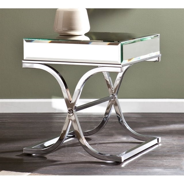 Southern Enterprises Ava Table d'Appoint Miroir en Chrome, Chrome (Ensemble de 1)