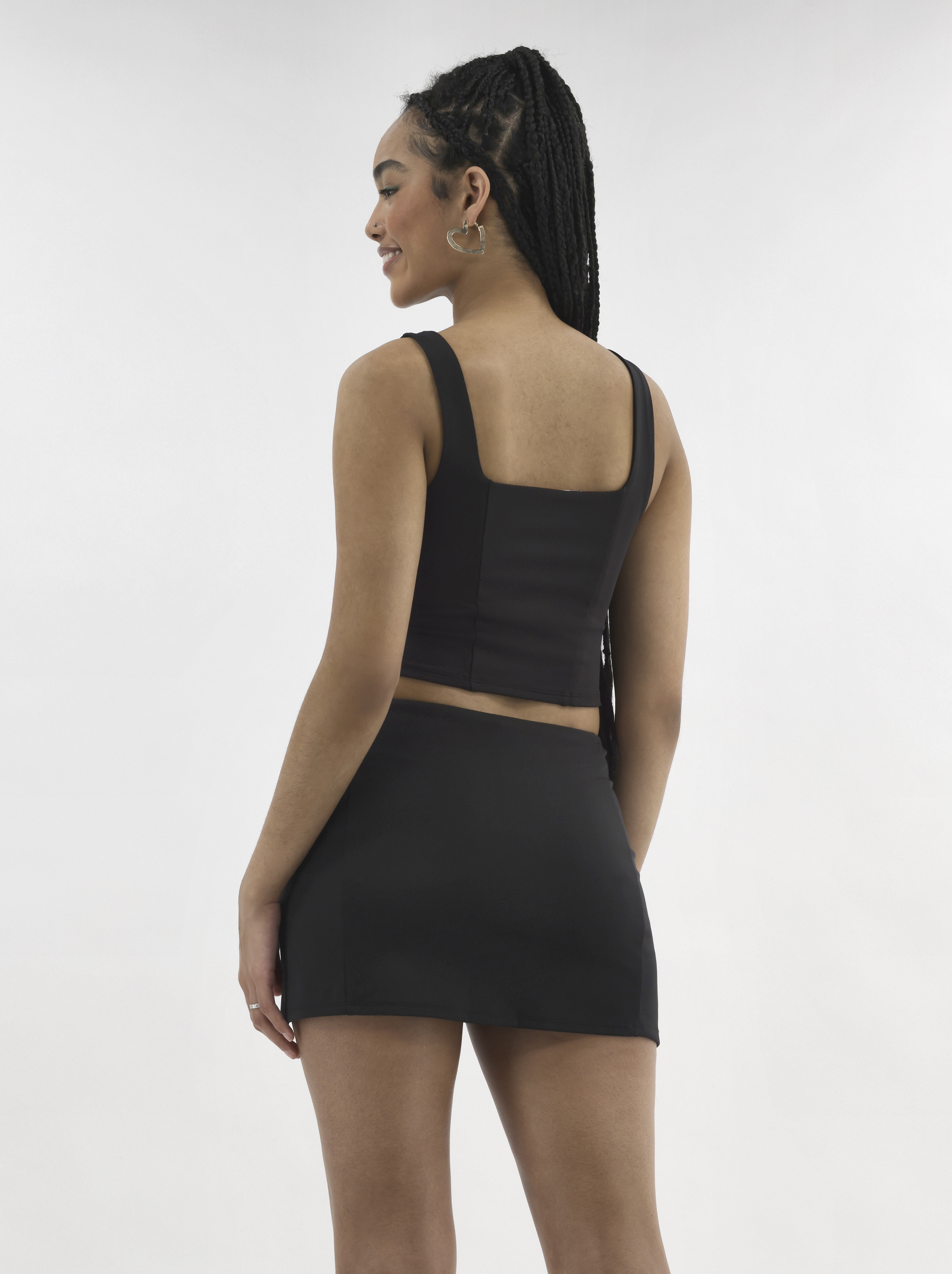 No Boundaries Active Square Neck Top and Skort Set, 2-Piece, Women's