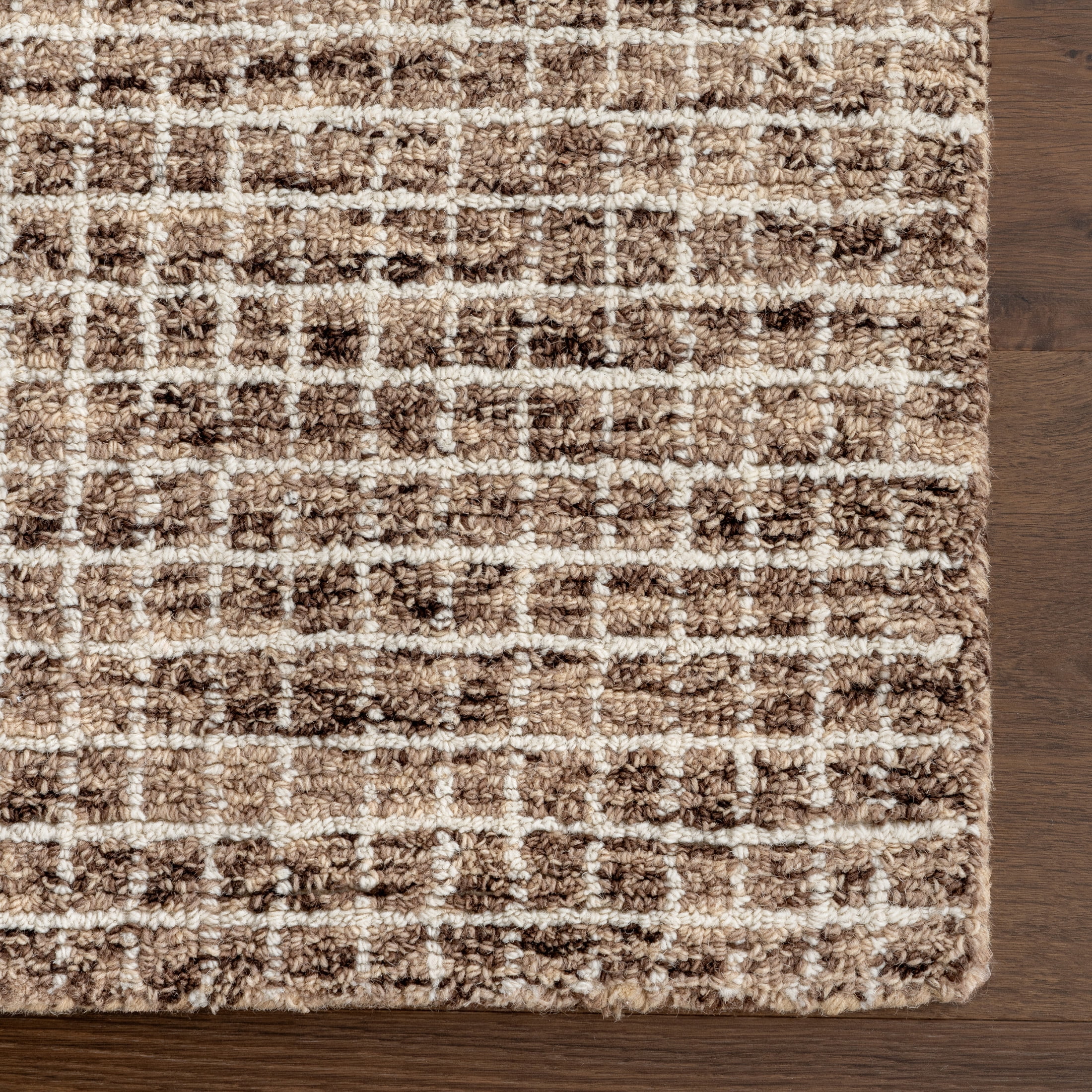 Rugs USA Melrose Checked Wool Area Rug, 8' 6" x 11' 6", Melrose Brown