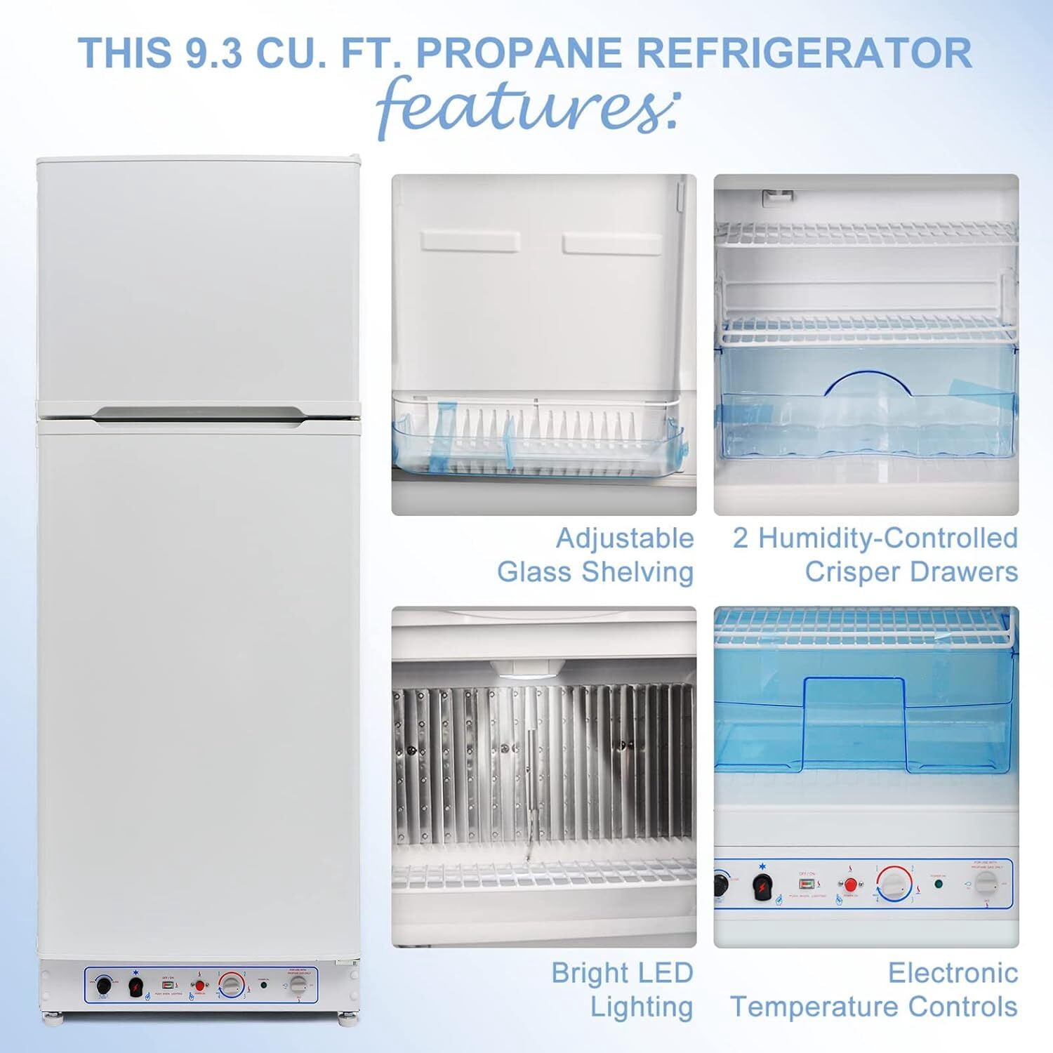 Smeta 9.3 Cu ft Gas Propane Refrigerator Freezer RV Fridge off-grid 110V / Lpg Silent