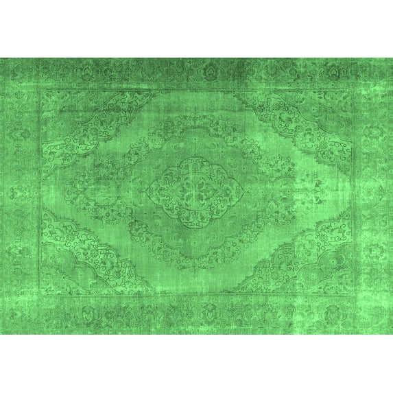 Ahgly Company Indoor Rectangle Persian Emerald Green Traditional Area Rugs, 5' x 7'