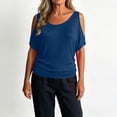 thumbnail image 5 of Gamivast Cold Shoulder Tops for Women Short Sleeve Scoop Neck T Shirts Casual Loose Fit Summer Blouses Basic Flowy Tees for Daily Vacation Navy XXXL, 5 of 8