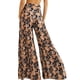 thumbnail image 2 of VISgogo - Pantalones palazzo con cinturón para mujer, pantalones de playa sueltos bohemios de cintura alta con estampado floral/a cuadros/cachemira VISgogo moda, 2 of 3