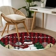 thumbnail image 5 of Merry Christmas Round Area&nbsp;Rug 3ft Snowman Xmas Tree Red Buffalo Plaid Non-Slip&nbsp;Washable Circle Rugs Soft Felt Indoor Floor Mat for Bedroom Kitchen Living Room Bathroom, 5 of 9