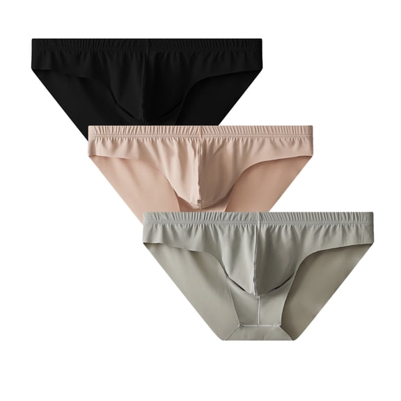 Men's Ice Silk Briefs Lightweight Breathable Stretch Underwear 3 Pack Multi Color