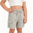 thumbnail image 6 of MGDXOX Girls Multi Pocket Cargo Shorts Elastic Drawstring Waist Casual Loose Outdoor Shorts Hiking Camping and Daily Use Gray 11 Years, 6 of 8