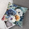 thumbnail image 7 of nygtbtfer Throw Pillow Covers Farmhouse Decorative Pillow Covers Navy Watercolor Flowers Pillowcase Roses Blue White Square Cushion Covers Sofa Bed Décor Set of 2 White, 7 of 7