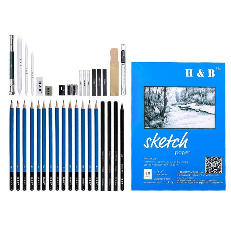 35 Pcs Professional Drawing Sketching Pencils Set  Drawing Set -  Sketching, Graphite and Charcoal Pencils. Includes Drawing Pad, Kneaded  Eraser - Grabie®