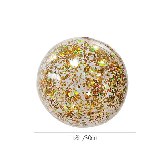 Linnome Pack of 1 Sequins Beach Ball Jumbo Pool Toys Balls 11.81x11.81x11.81 inches Giant Confetti Glitters Inflatable Clear Beach Ball Swimming Pool Water Beach Toys Outdoor Summer Party Favors