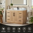 thumbnail image 3 of Floral 48" Wood Vanity in Light Brown Calacatta White Quartz Top no Mirror, 3 of 9