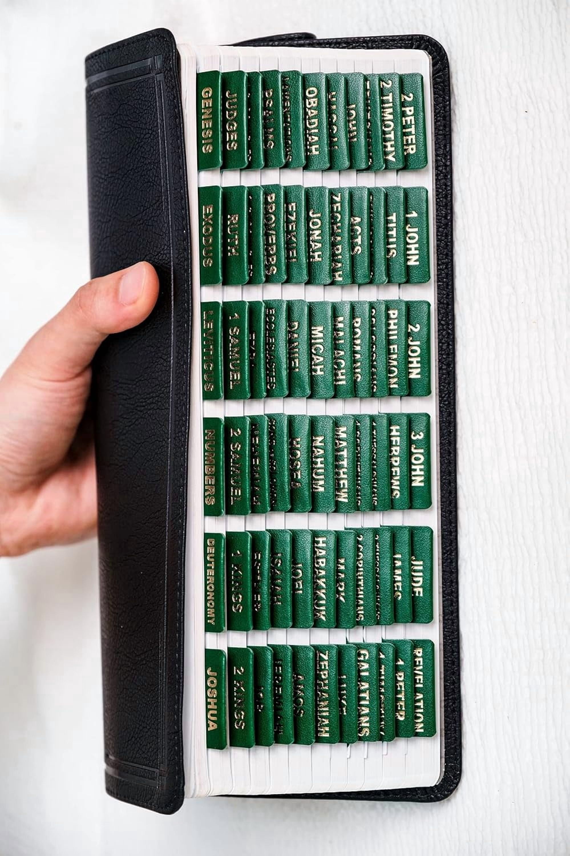 -Leather Bible Tabs, Bible Tabs for Women and Men(Gold Foil Lettering) Large Print Stickers, Easy to Read and Apply, 80 Chapters Labels for Easy Navigation (Green)