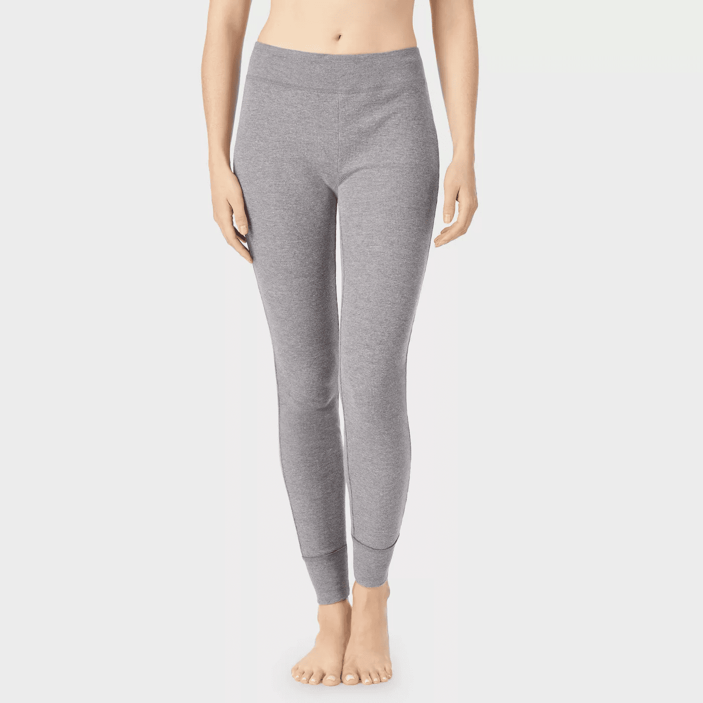 Warm Essentials by Cuddl Duds Women's WAFFLE WEAVE THERMAL LEGGINGS/PANTS GRAY 