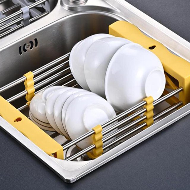 Escurreplatos Cesta de almacenamiento Cocina, Utensilios Sartenes Tazones Platos y vasos Múltiples platos Exclusivo, Estante para secar platos sobre Amarillo Soledad rejilla de drenaje