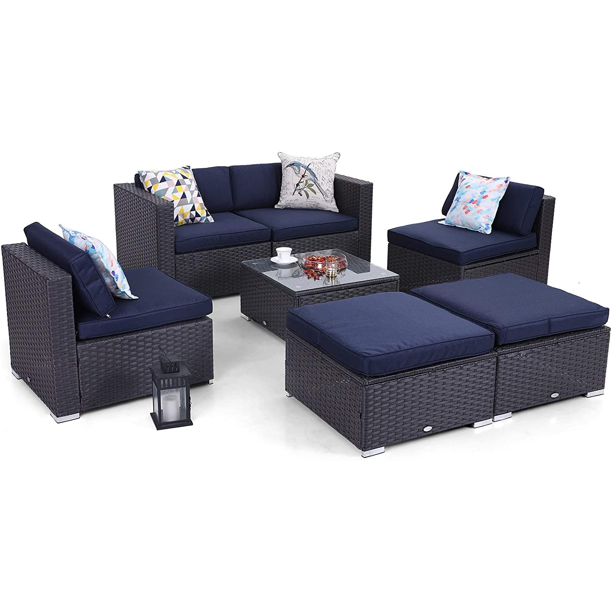 Sophia & William 7 Pieces Outdoor Patio Furniture Sofa Set, Wicker
