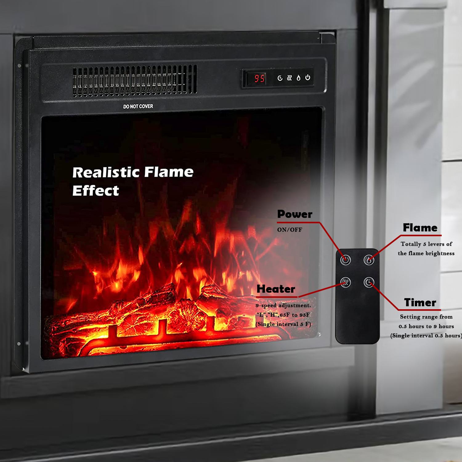 Buy ENSTVER Industrial Farmhouse Electric Fireplace TV Stand, with