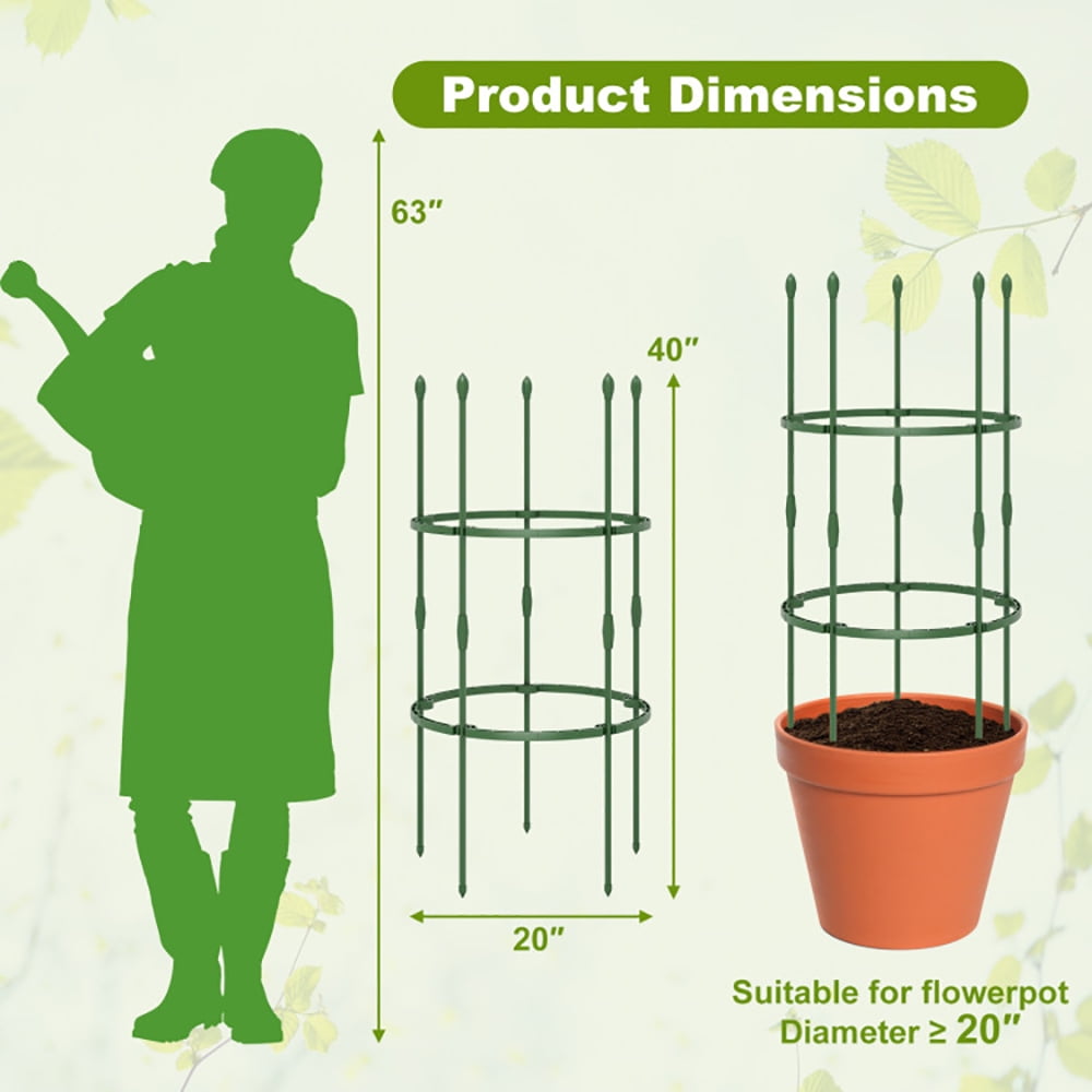 GVN 3-Pack Garden Trellis 40"/60" Tall Plant Support Stands with Clips and Ties-S, Tomato Cages Trellises for Garden for Raised Garden Bed and Pots, Plant Cages & Supports