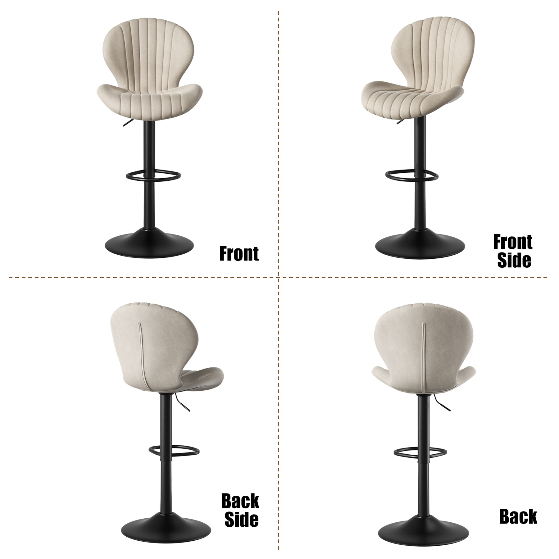 Hawsaiy Bar Stools Set of 1, Modern Swivel Bar Chairs with Mid Back and Adjustable Seat Height,Beige