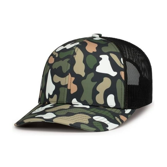 Pacific Headwear Duck Camo Trucker Snapback Cap, Bayou & Light Charcoal - One Size