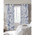 thumbnail image 4 of Blue Purple Botanical Blackout Curtains for Bedroom Living Room Darkening Curtains 63 Inches Long Pastoral Summer Spring Leaf Window Curtain 2 Panels Set Window Treatment Grommet Drapes 52"x63", 4 of 9