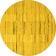 thumbnail image 1 of Ahgly Company Machine Washable Indoor Round Solid Yellow Modern Area Rugs, 5' Round, 1 of 4