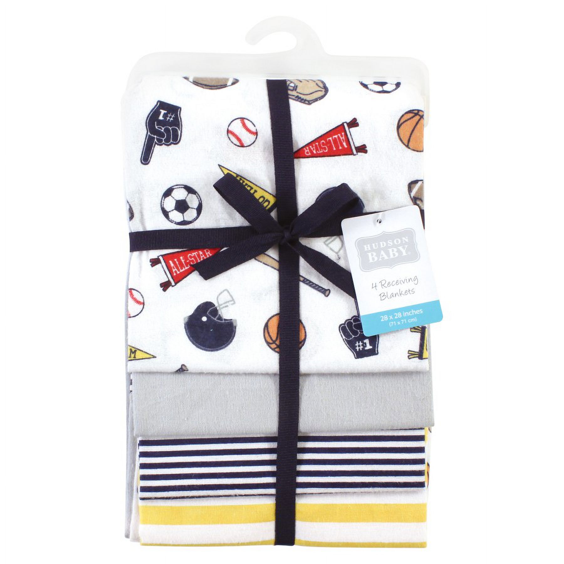 Hudson Baby Unisex Baby Cotton Poly Flannel Receiving Blankets, Sports Fan, One Size