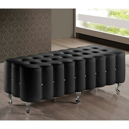Baxton Studio Samantha Faux Crystal Tufted Upholstered Bench