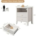 thumbnail image 2 of Fluted Nightstand with Charging Station, 21" Wide Modern Bedside Table with 2 Drawers & Open Shelf, Wood End Table with Storage & Metal Handle for Bedroom, Small Spaces, Creamy White, 2 of 14