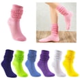 thumbnail image 2 of YEUHTLL Women Men Multicolor Slouch Boot Socks Casual Extra Long Loose Stacked Chunky Scrunch Knee High Stockings Ruched Bubble Leg Warmer, 2 of 19