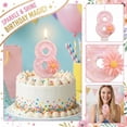 thumbnail image 3 of Floral Cake Topper, Spring Birthday Decor, Pink Daisy Flower Number 8 Candle With Tray - Fairy First Birthday Decorations, Glitter Cake Topper for Princess & Garden Parties, Flower H Number 8, 3 of 5