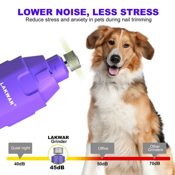 LAKWAR Dog Nail Grinder 6 Speed Pet Nail Grinder W Light Quiet Rechargeable Electric Nail Trimmer Painless Paws Grooming Smoothing Tool for Large