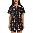 thumbnail image 1 of Fotbe Christmas Tree and Gold Socks Conjunto de Pijama Estampado para Mujer, 2 Piezas, Ropa de Dormir con Camiseta de Manga Corta y Shorts Suaves-Medium, 1 of 6