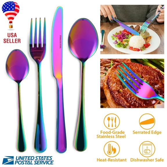 ZYLER- 4Pcs Stainless Steel Flatware Cutlery Set Service Tableware Knife Spoon And Fork